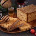 French spice bread, honey and mulled wine. Toned image