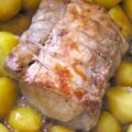 Rôti de porc en cocotte à l’estragon, échalotes et pommes de terre