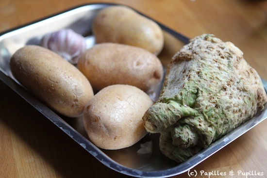 Céleri, pommes de terre et ail