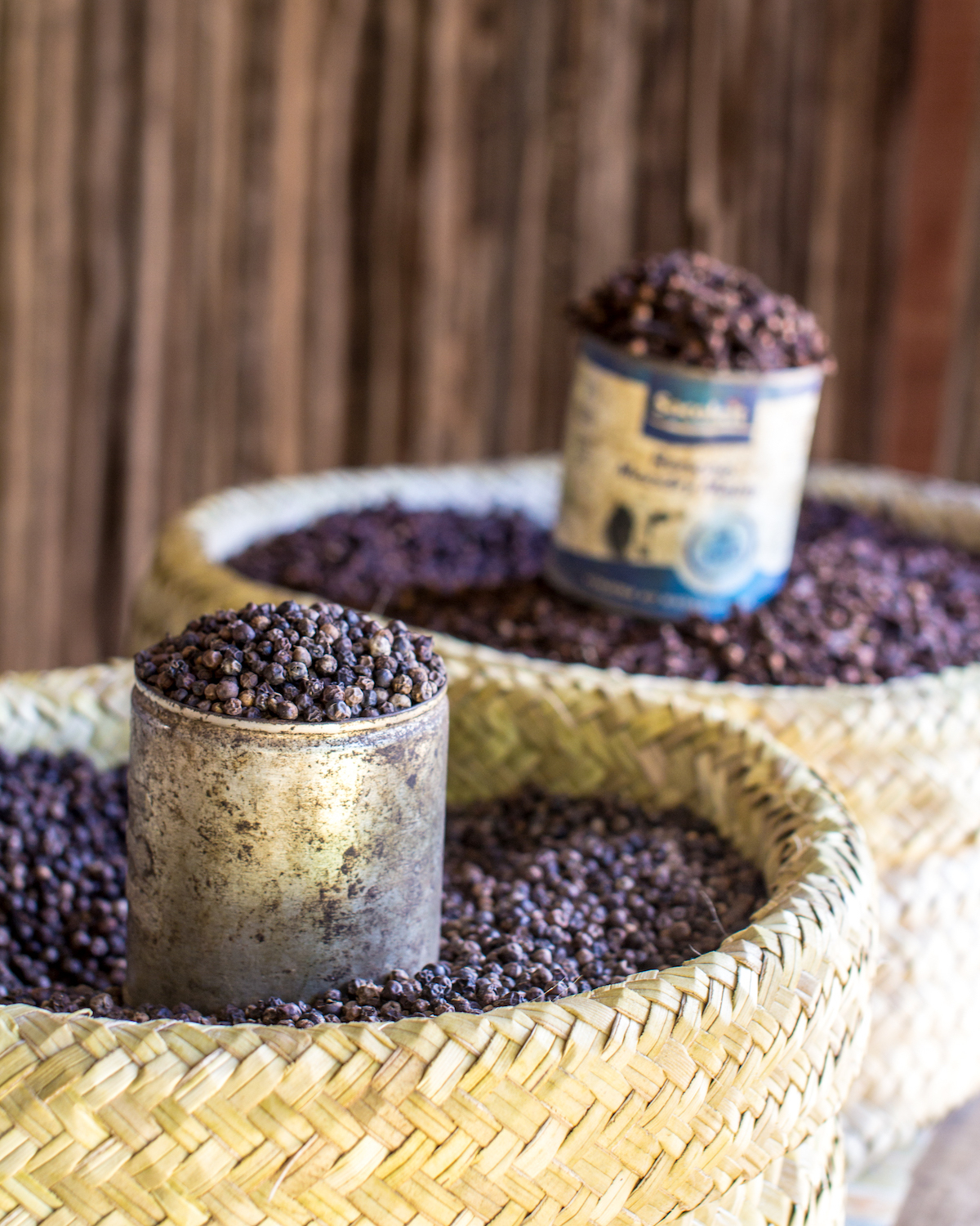 Fresh local spices in a small food stall.