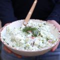 Salade de concombre au saumon fumé et aneth