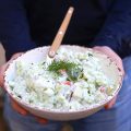 Salade de concombre ricotta saumon fumé aneth