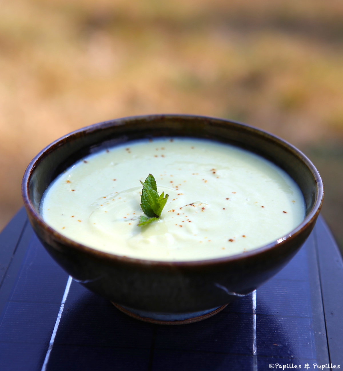 Velouté glacé de pois chiche et courgettes