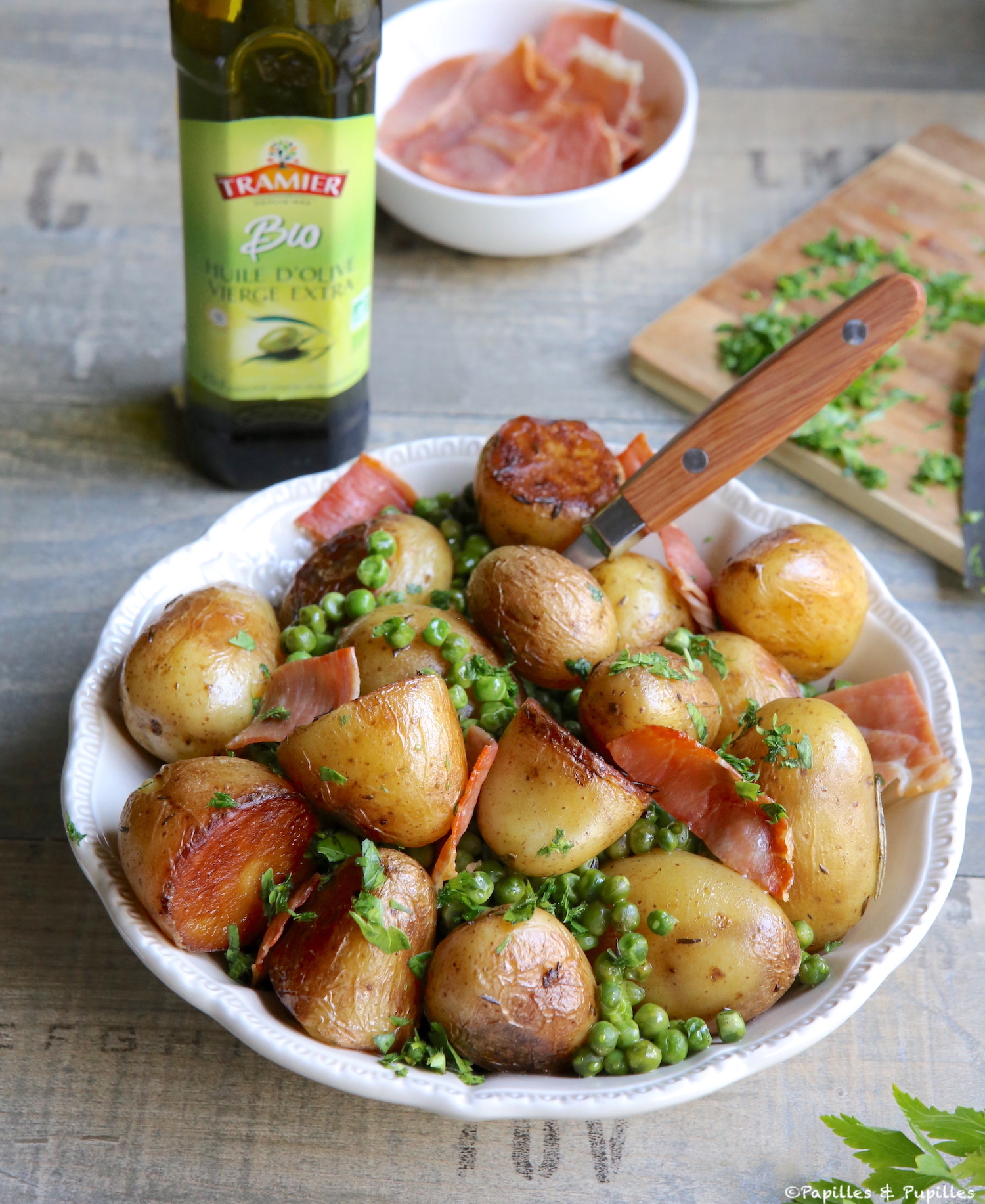 Cocotte De Pommes De Terre Petits Pois Et Chips De Jambon