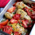 Cuisses de poulet au four, tomates et thym