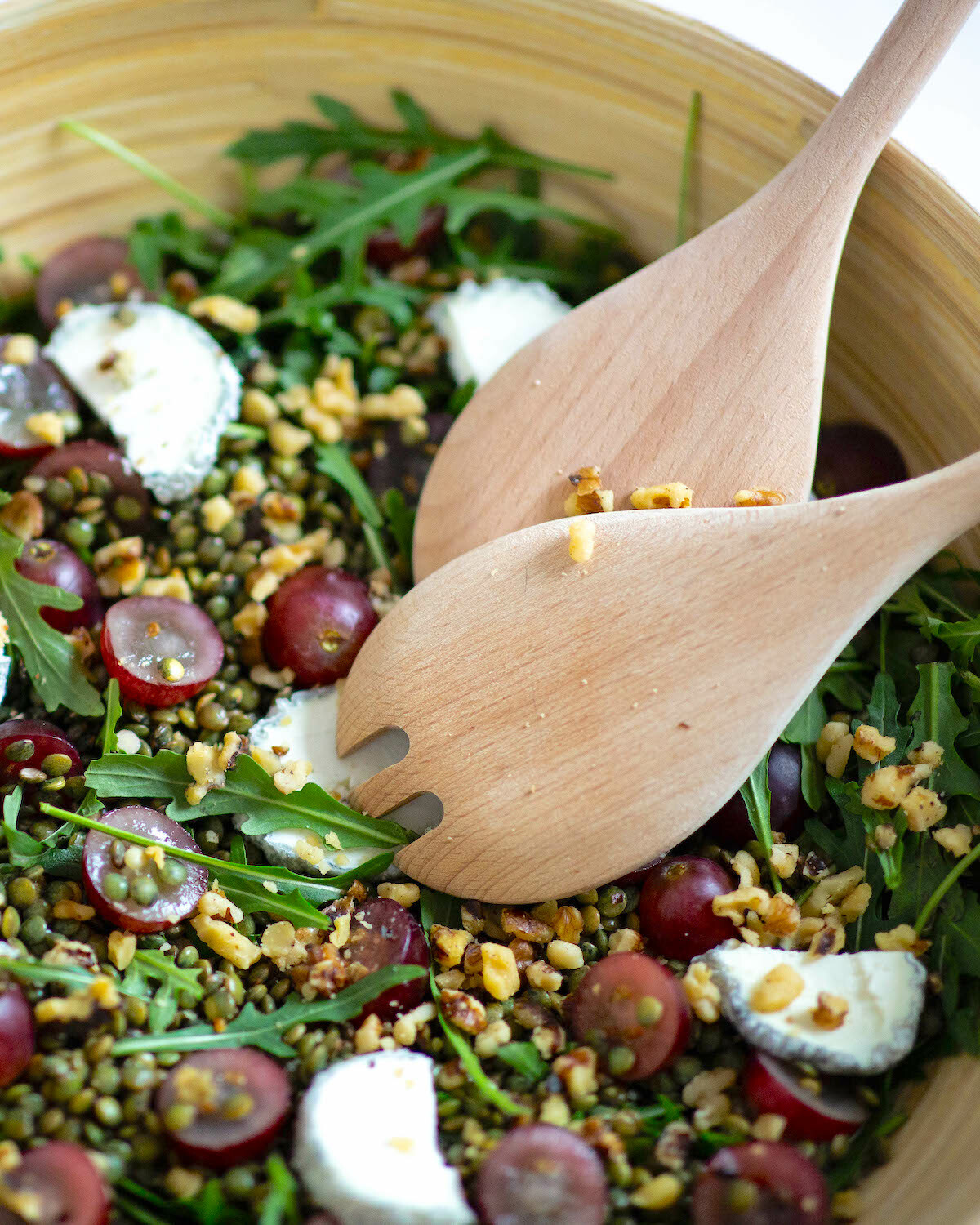 Salade de lentilles noix et fromage de chèvre