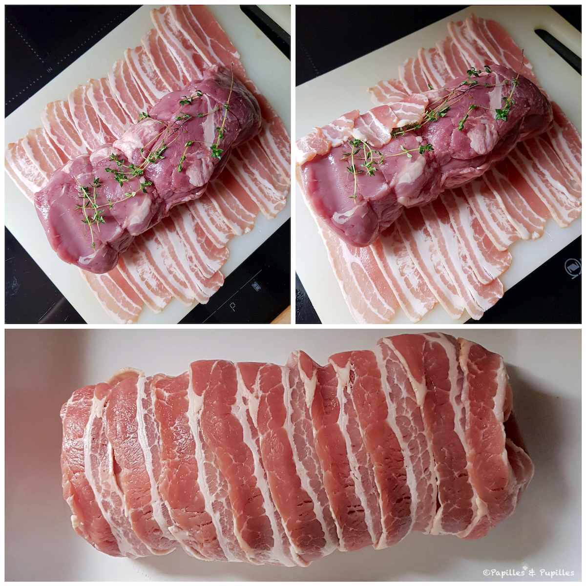 Enveloppez le mignon de veau de lard fumé