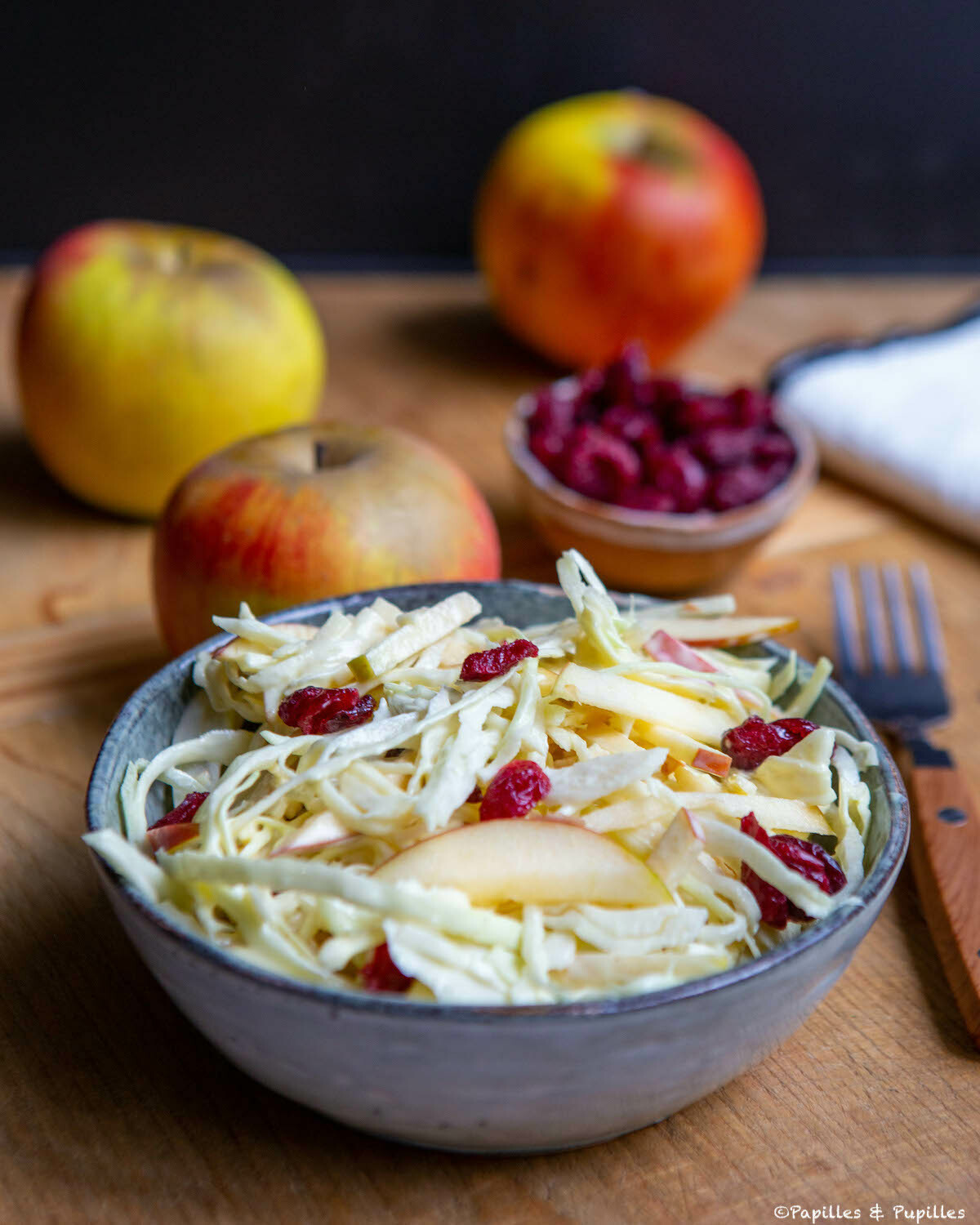 Salade de chou blanc râpé et pomme façon coleslaw