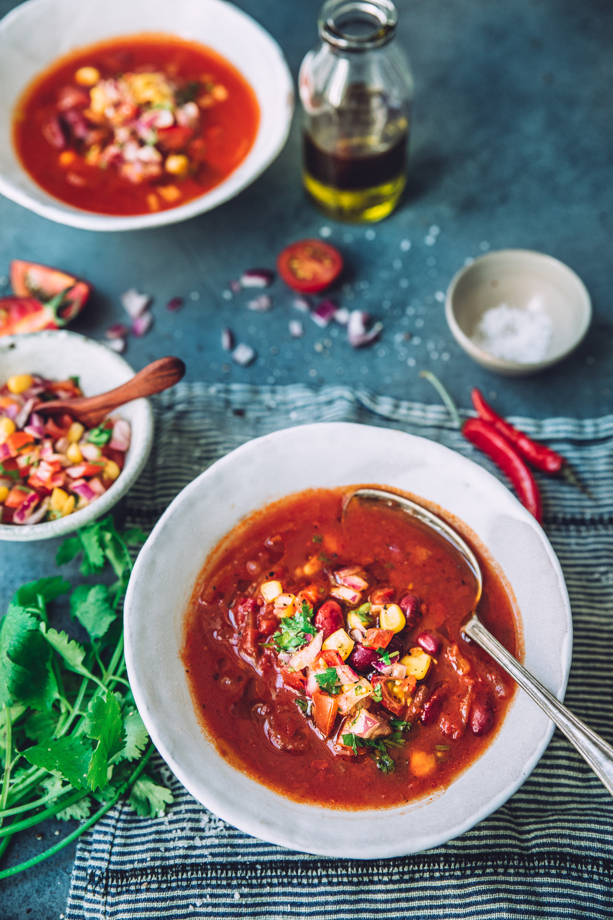 Soupe de tomates pimentées, salsa mexicaine