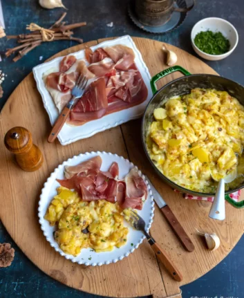 Truffade auvergnate et jambon sec