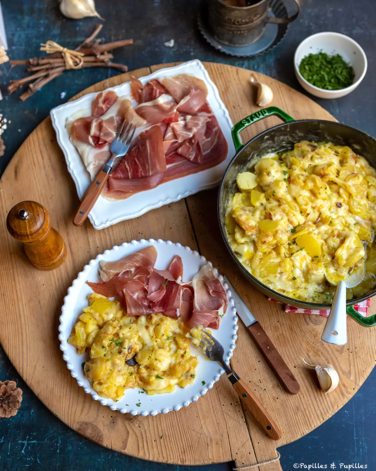 Truffade auvergnate et jambon sec