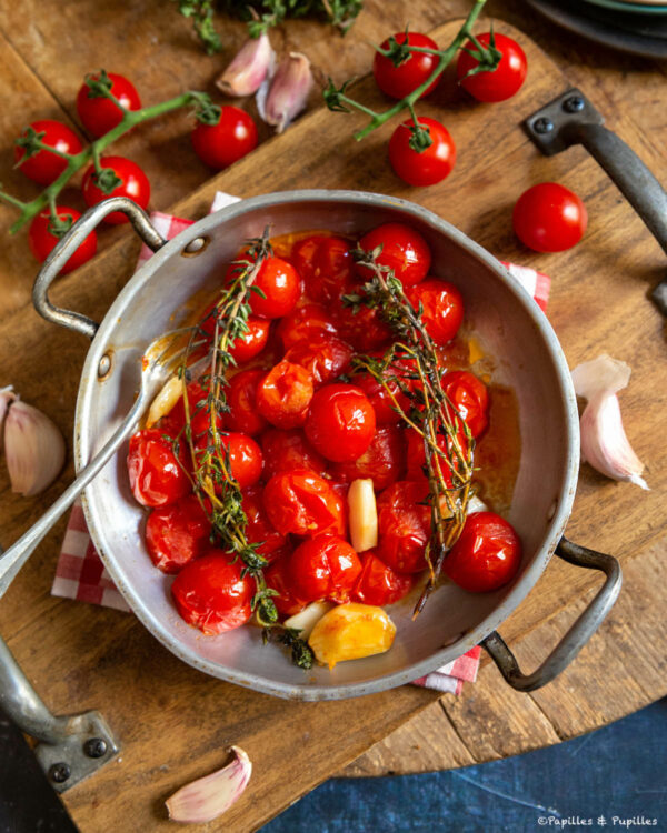 Tomates cerises rôties à l'ail et au thym