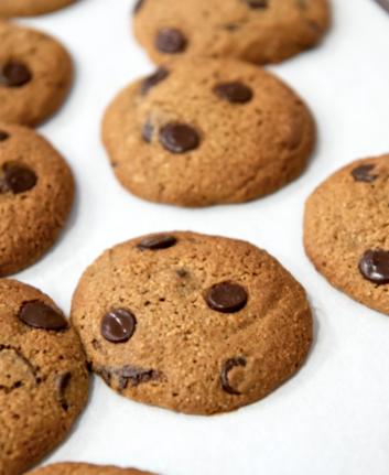Cookies sans gluten au chocolat, orange, noix de Macadamia,