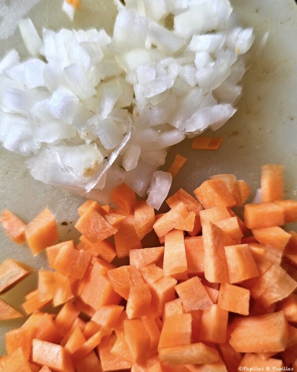 Dés d'oignon et de carotte