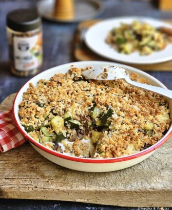 Crumble courgettes champignons Parmesan