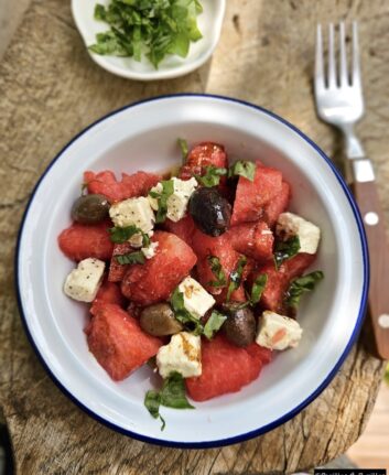 Salade pastèque féta basilic