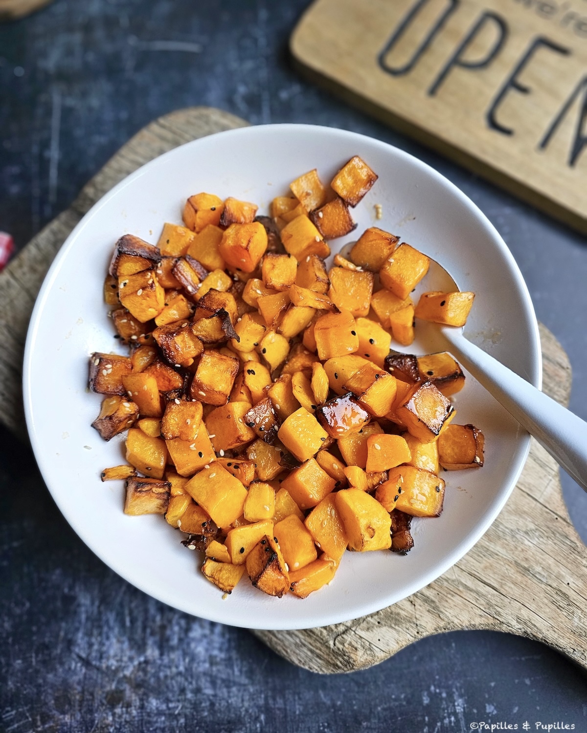 Butternut, ail, miel et piment air fryer