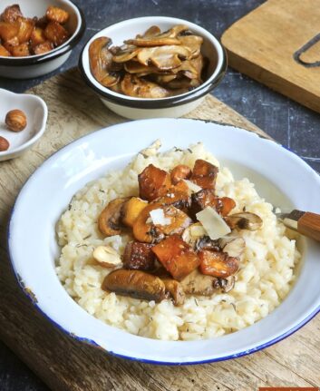 Risotto butternut rôtie et champignons